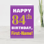[ Thumbnail: Bold, Purple, Faux Gold 84th Birthday W/ Name Card ]
