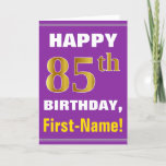 [ Thumbnail: Bold, Purple, Faux Gold 85th Birthday W/ Name Card ]