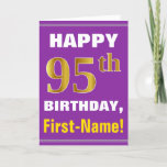 [ Thumbnail: Bold, Purple, Faux Gold 95th Birthday W/ Name Card ]