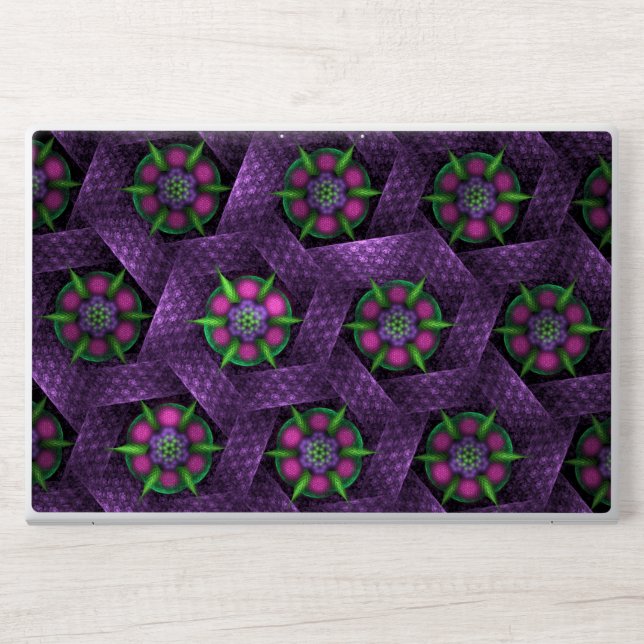 Bold Purple Geometric Floral Pattern HP Laptop Skin (Front)