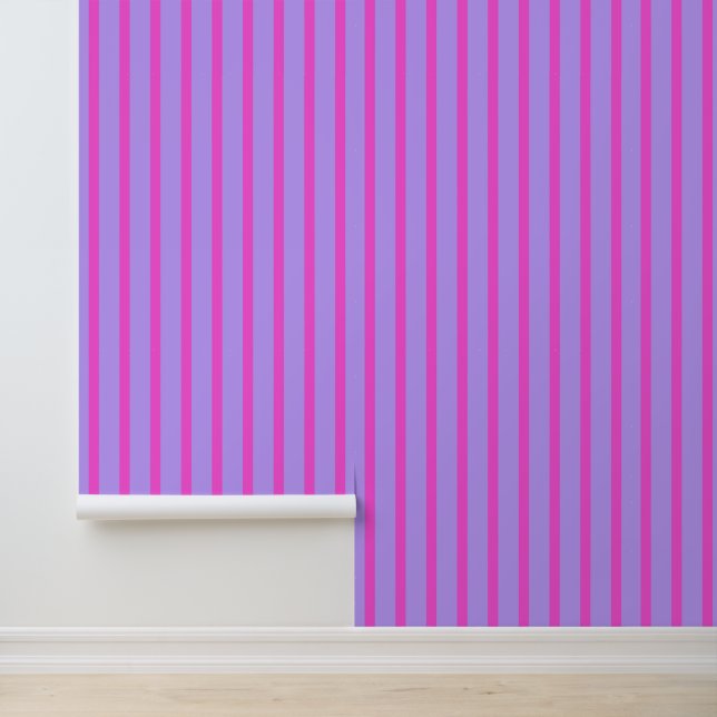 Bold Purple _ Magenta Striped Pattern Wallpaper (Application)