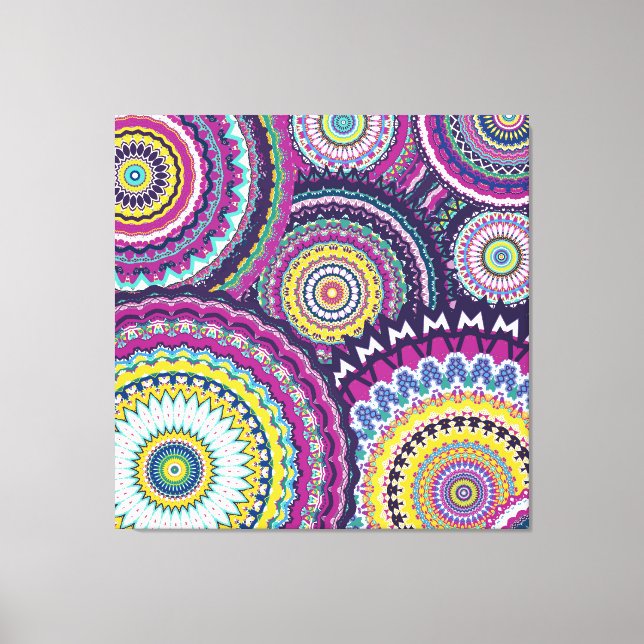 Bold Purple Mutli-Mandalas Canvas Print (Front)