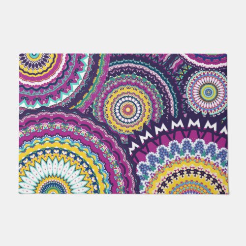 Bold Purple Mutli_Mandalas Doormat