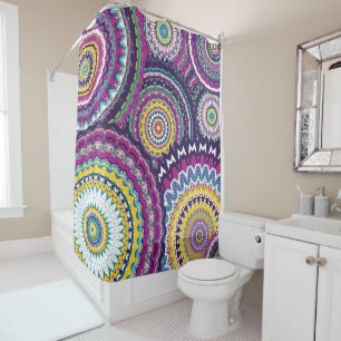 Bold Purple Mutli-Mandalas Shower Curtain
