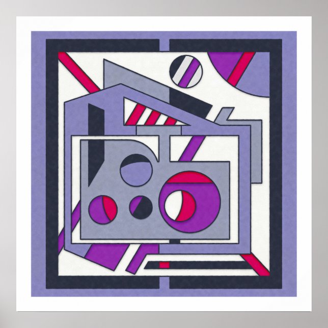 Bold Purple Pink Geometric Abstract Industrial Des Poster (Front)