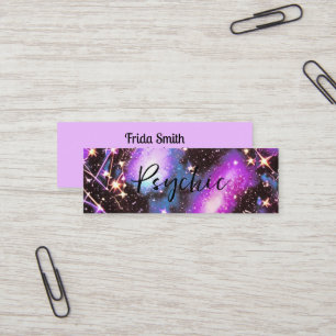 Bold purple & pink star wave galaxy mini business card