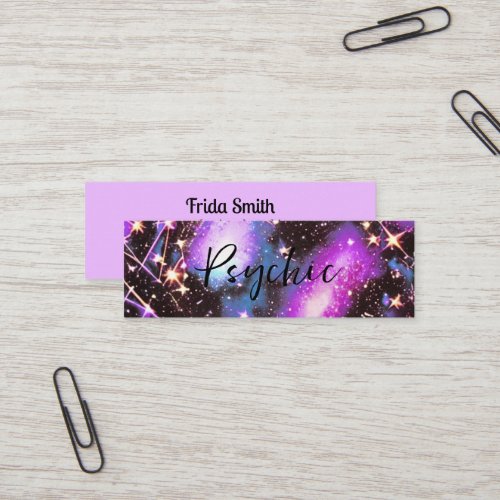 Bold purple  pink star wave galaxy mini business card