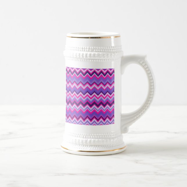 Bold Purple Pink Tribal Chevron Purple Girly Gifts Beer Stein (Right)