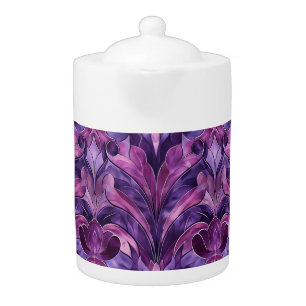 Bold Purple Tones Art Deco Porcelain Teapot
