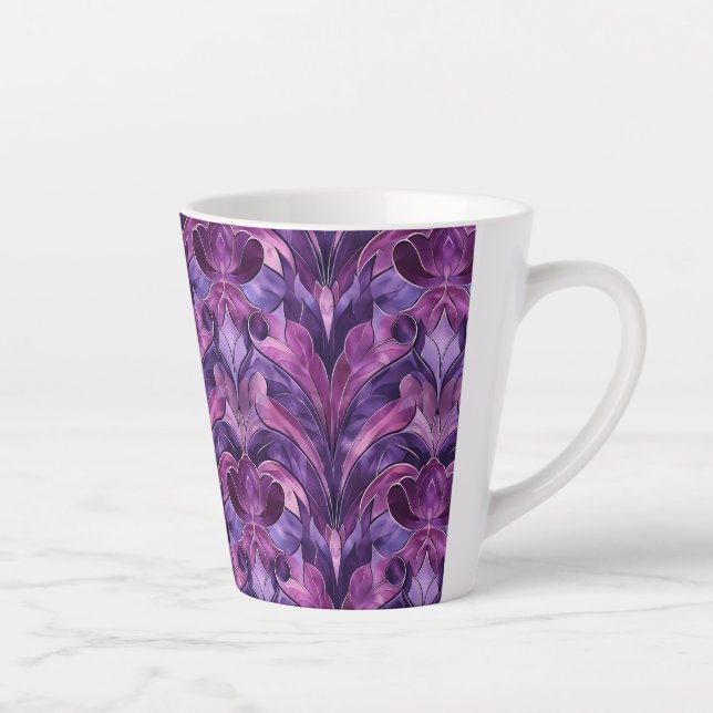 Bold Purple Tones Art Deco  Small Ceramic Latte Mug (Right)