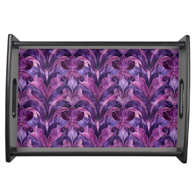 Bold Purple Tones Art Deco Small Serving Tray (Front)