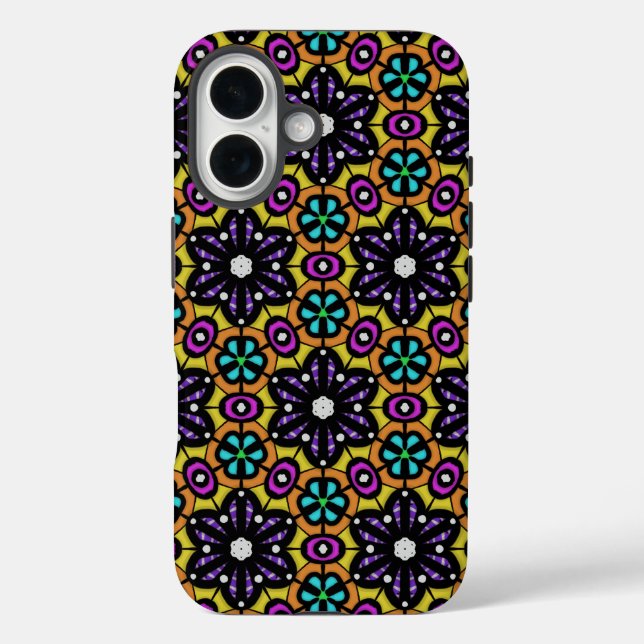 Bold Purple Violet Flower Geometric Pattern Case-Mate iPhone Case (Back)