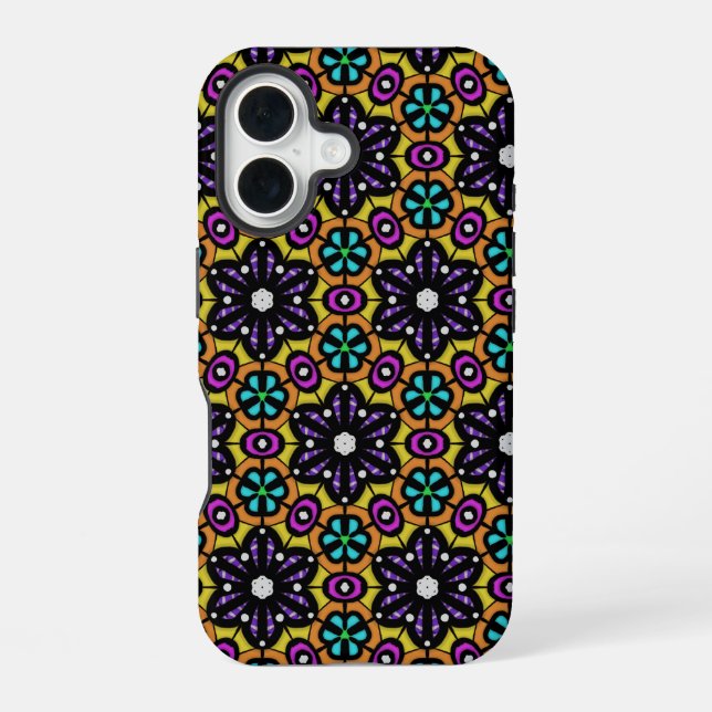Bold Purple Violet Flower Geometric Pattern Iphone Case (Back)