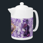 Bold Purple Violin & Lilac Floral Porcelain Teapot<br><div class="desc">Bold Purple Violin & Lilac Floral Porcelain Teapot</div>