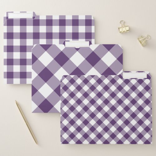 Bold Purple White Buffalo Check Pattern File Folder