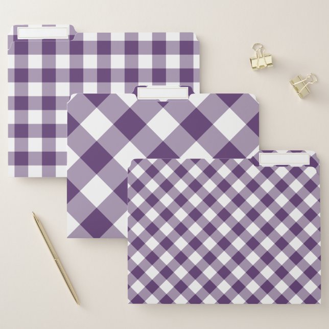 Bold Purple White Buffalo Check Pattern File Folder (Set)