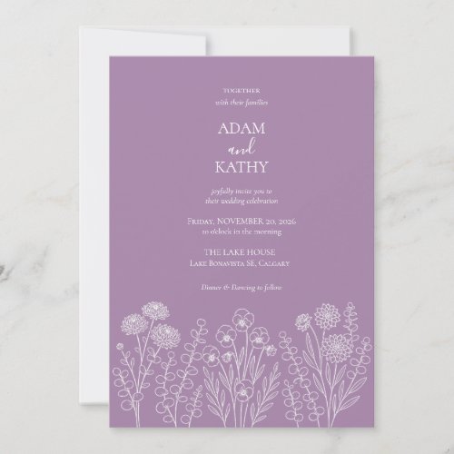 Bold Purple Wildflower Wedding Invitation