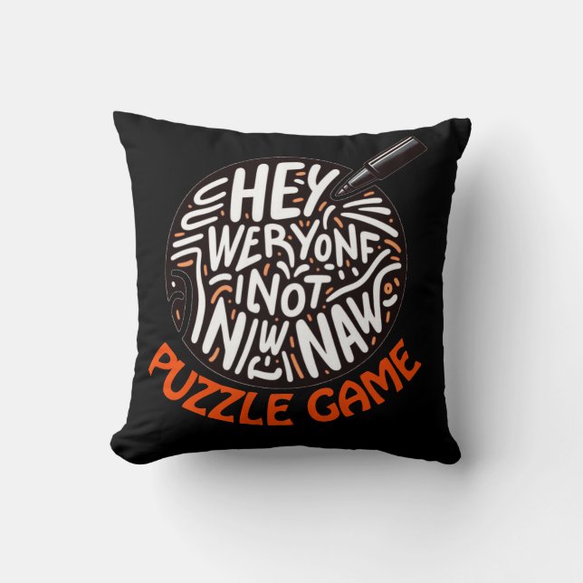 Bold Puzzle Quote Typography Art Throw Pillow (Front)