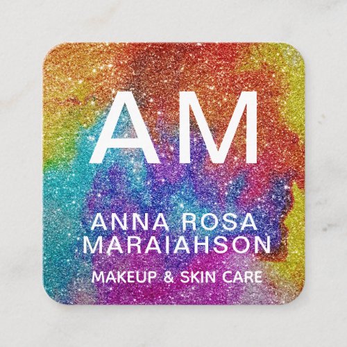 *~* Bold QR Abstract Artsy GLITTER LOGO PHOTO Square Business Card