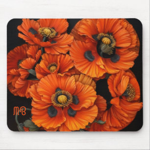Bold Radiant Beauty Orange Poppy Floral Art Mouse Pad