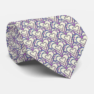 Bold Rainbow Abstract Heart Pattern Neck Tie
