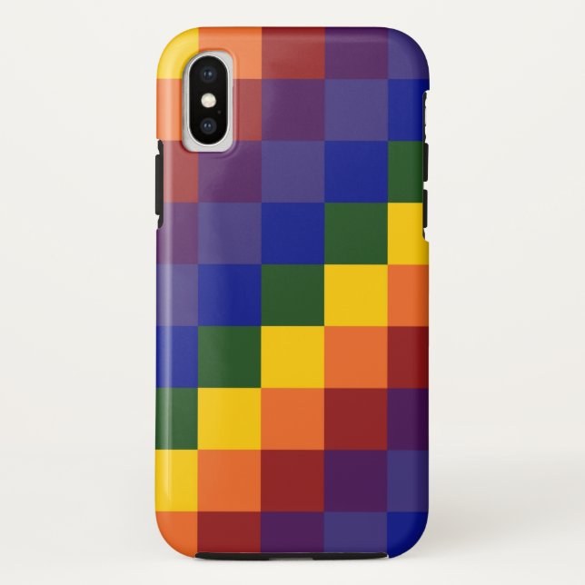 Bold Rainbow Checkerboard Pattern Case-Mate iPhone Case (Back)