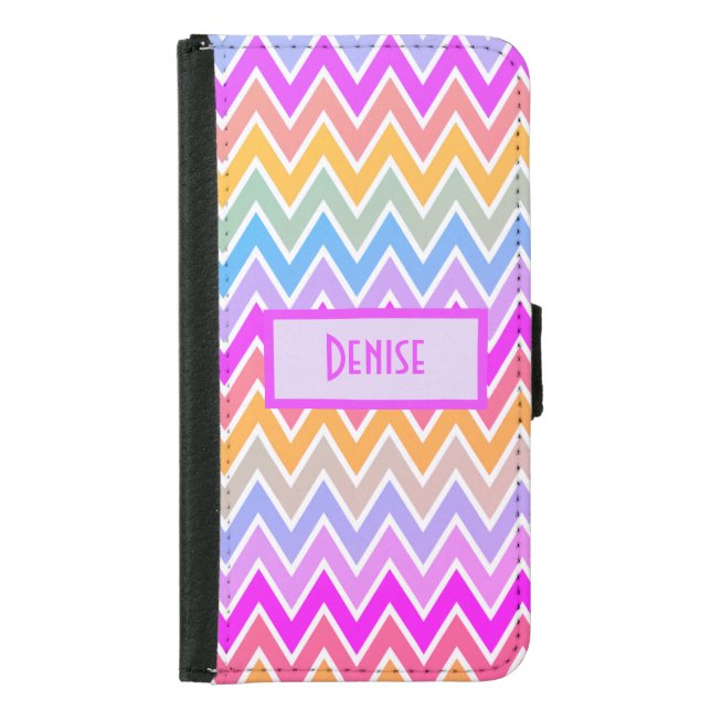 Bold Rainbow Chevron Zig Zag Pattern   Samsung Galaxy Wallet Case (Front)