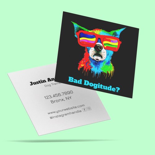 Bold Rainbow Dog Custom Dog Trainer Square Business Card