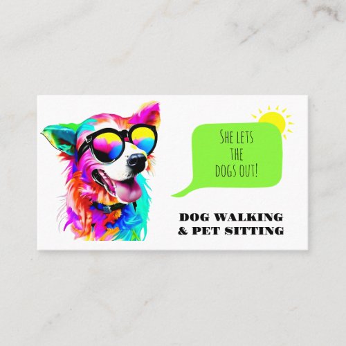 Bold Rainbow Dog Walker Pet Sitter Business Card