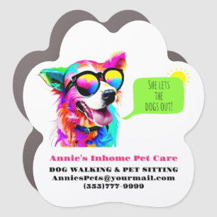 Bold Rainbow Dog Walker Pet Sitter Car Magnet