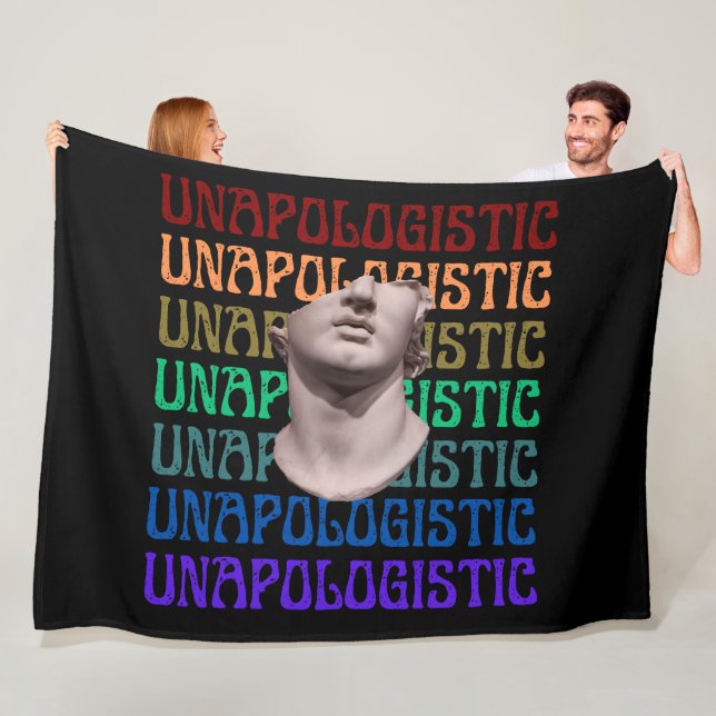 Bold Rainbow Greek Statue Fleece Blanket (In Situ)