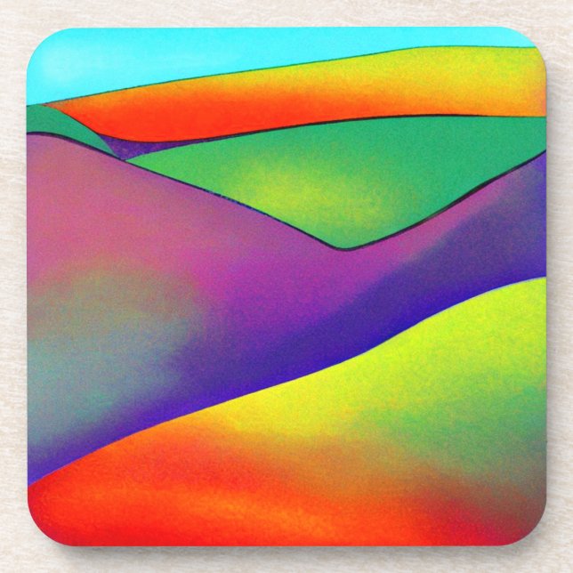 Bold Rainbow Hills Beverage Coaster (Front)
