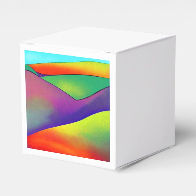 Bold Rainbow Hills Favor Boxes (Front Side)