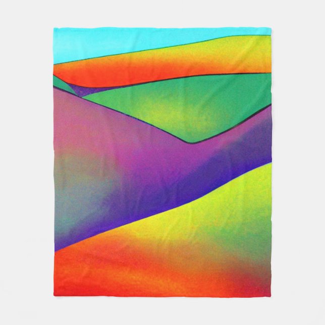 Bold Rainbow Hills Fleece Blanket (Front)