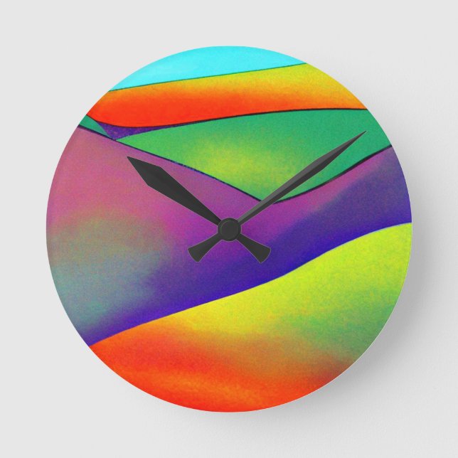Bold Rainbow Hills Round Clock (Front)