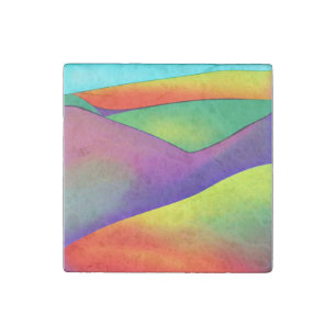 Bold Rainbow Hills Stone Magnet