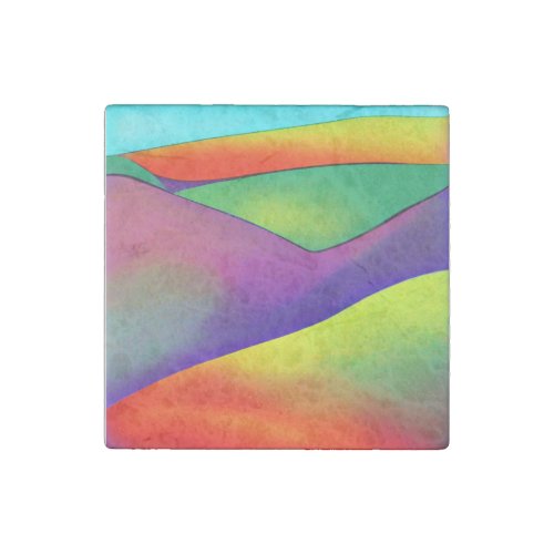 Bold Rainbow Hills Stone Magnet