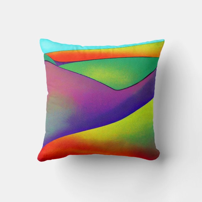 Bold Rainbow Hills Throw Pillow (Back)