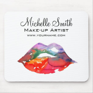 Bold Rainbow Lips Watercolor Drawing Beauty Makeup Mouse Pad