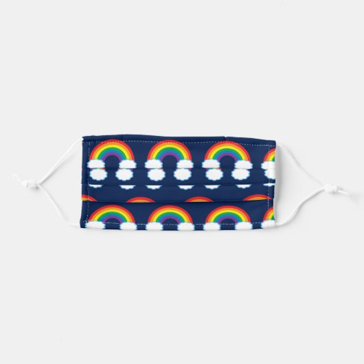 Bold Rainbow Navy Blue Pattern Adult Cloth Face Mask (Front, Folded)