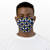 Bold Rainbow Navy Blue Pattern Adult Cloth Face Mask (Worn)