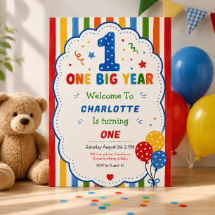 Bold Rainbow One Big Year 1st Birthday party Foam Board