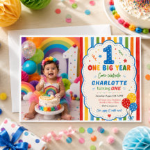 Bold Rainbow One Big Year  1st Birthday party
