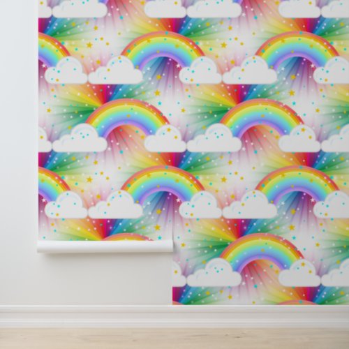 Bold Rainbow Pattern  Childs Colorful Wall Decor Wallpaper