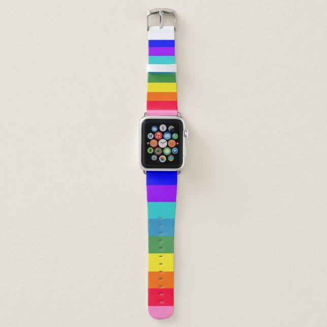 Bold Rainbow Stripes  Apple Watch Band (Front)