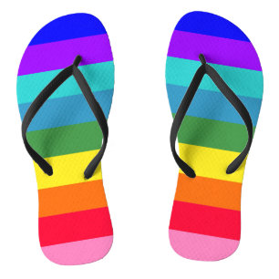 Bold Rainbow Stripes Flip Flops