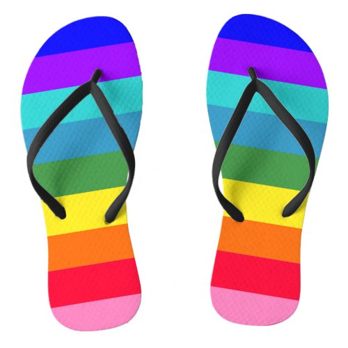 Bold Rainbow Stripes  Flip Flops