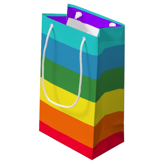 Bold Rainbow Stripes gift bag (Back Angled)