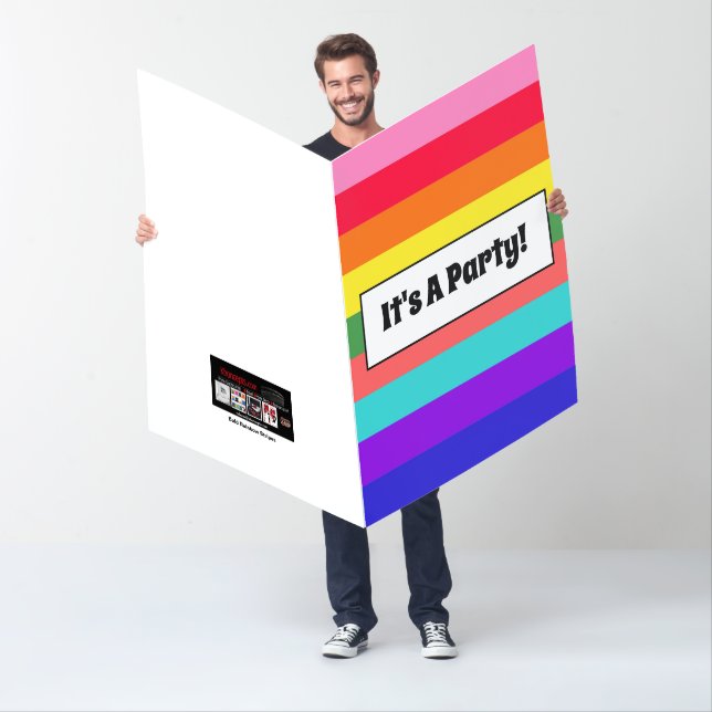 Bold Rainbow Stripes greeting card (In Situ)