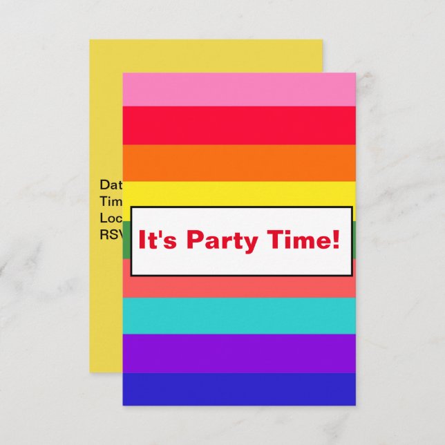 Bold Rainbow Stripes invitation (Front/Back)